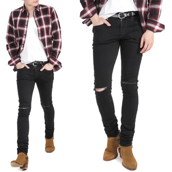 saint laurent ripped jeans